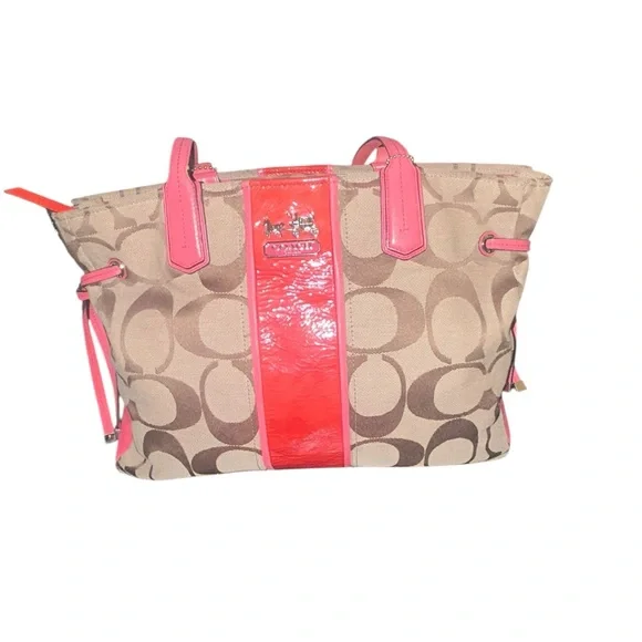 Authentic VINTAGE Coach brown and Pink Tote Bag - Picture 1 of 9